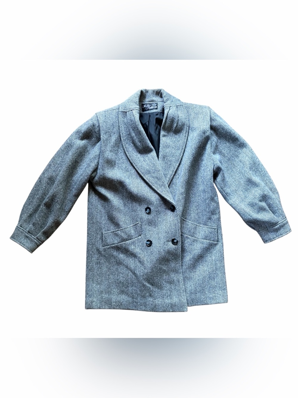 Noble Fashions 80’s Gray and Black Wool Blend Coat